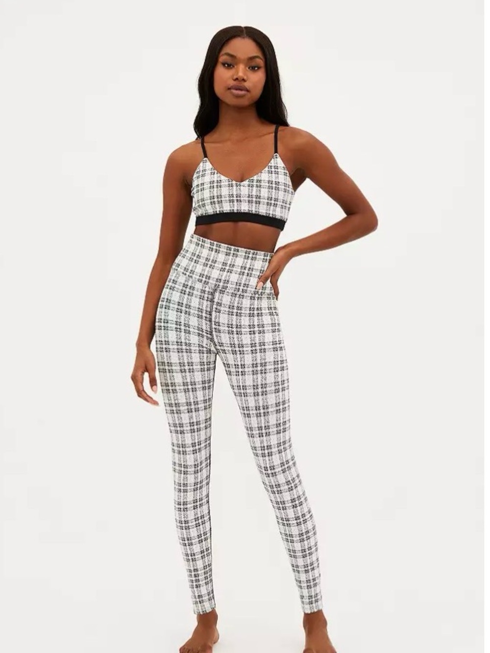 Beach Riot Georgia Set NWT Ivory Plaid Jacquard Size Small